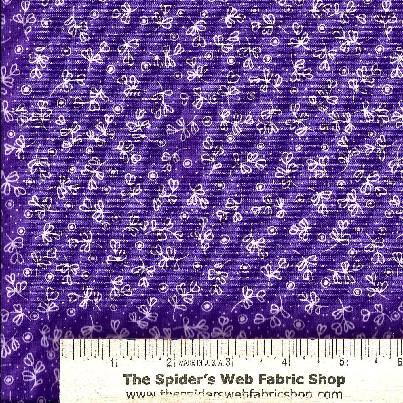 Flower Flurry On Purple - Blender Pin Dots By Fabri-Quilt Titled Accent Color 100% Cotton Quilt Shop Quality Fabric