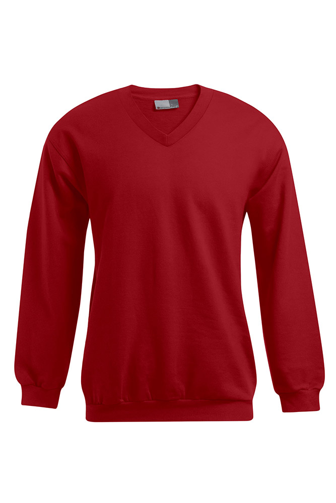 Premium V-Ausschnitt Sweatshirt Plus Size Herren Sale, Rot, XXXL