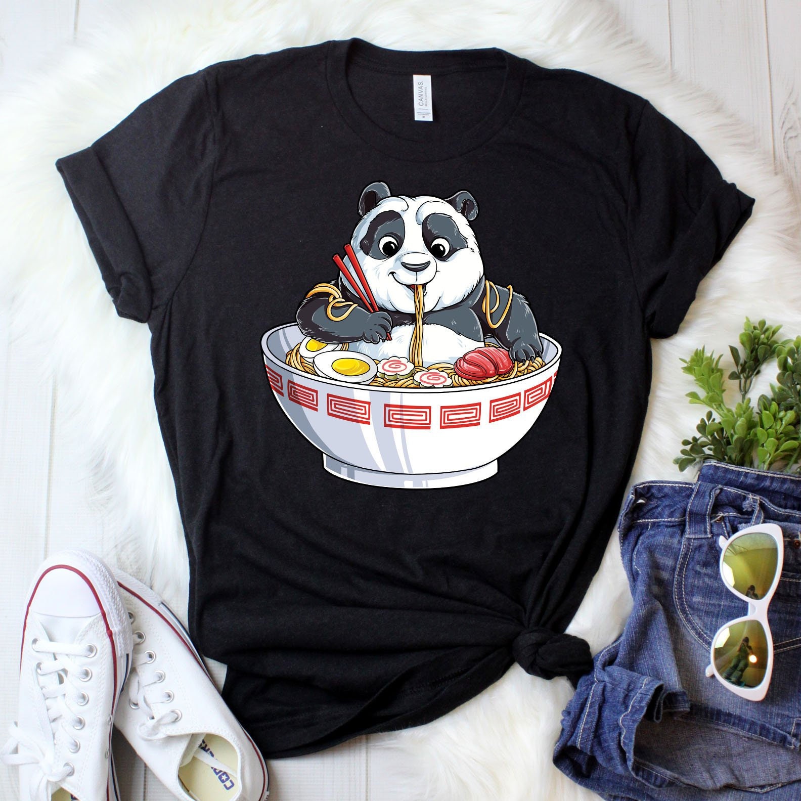Panda Eating Ramen Shirt/Gifts Lover Tshirt Gift Tee Tank Top Hoodie