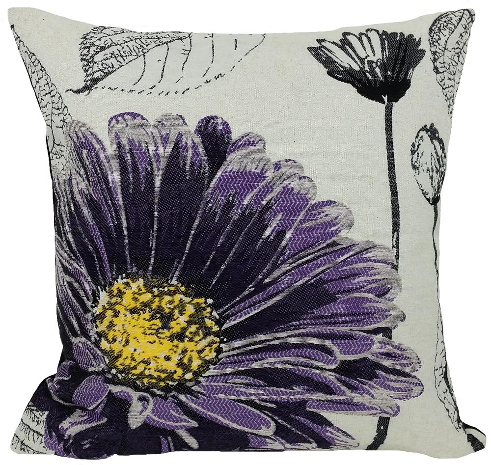 MANOR LUXE Flower 18-in x 18-in Purple Cotton Blend Indoor Decorative Pillow Polyester | ML14938PURPLEFEATHER