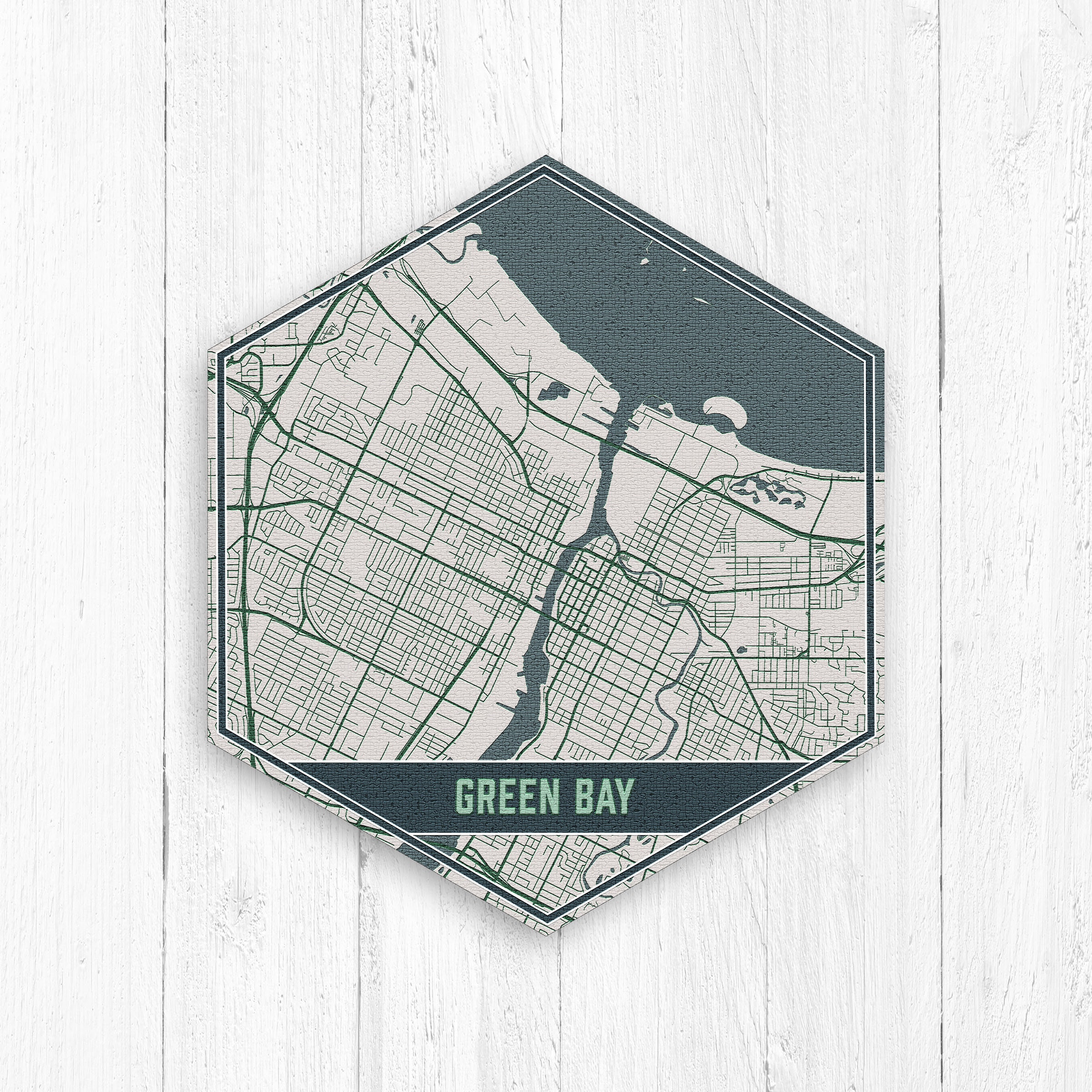 Green Bay Wisconsin Hexagon Street Map By Printed Marketplace