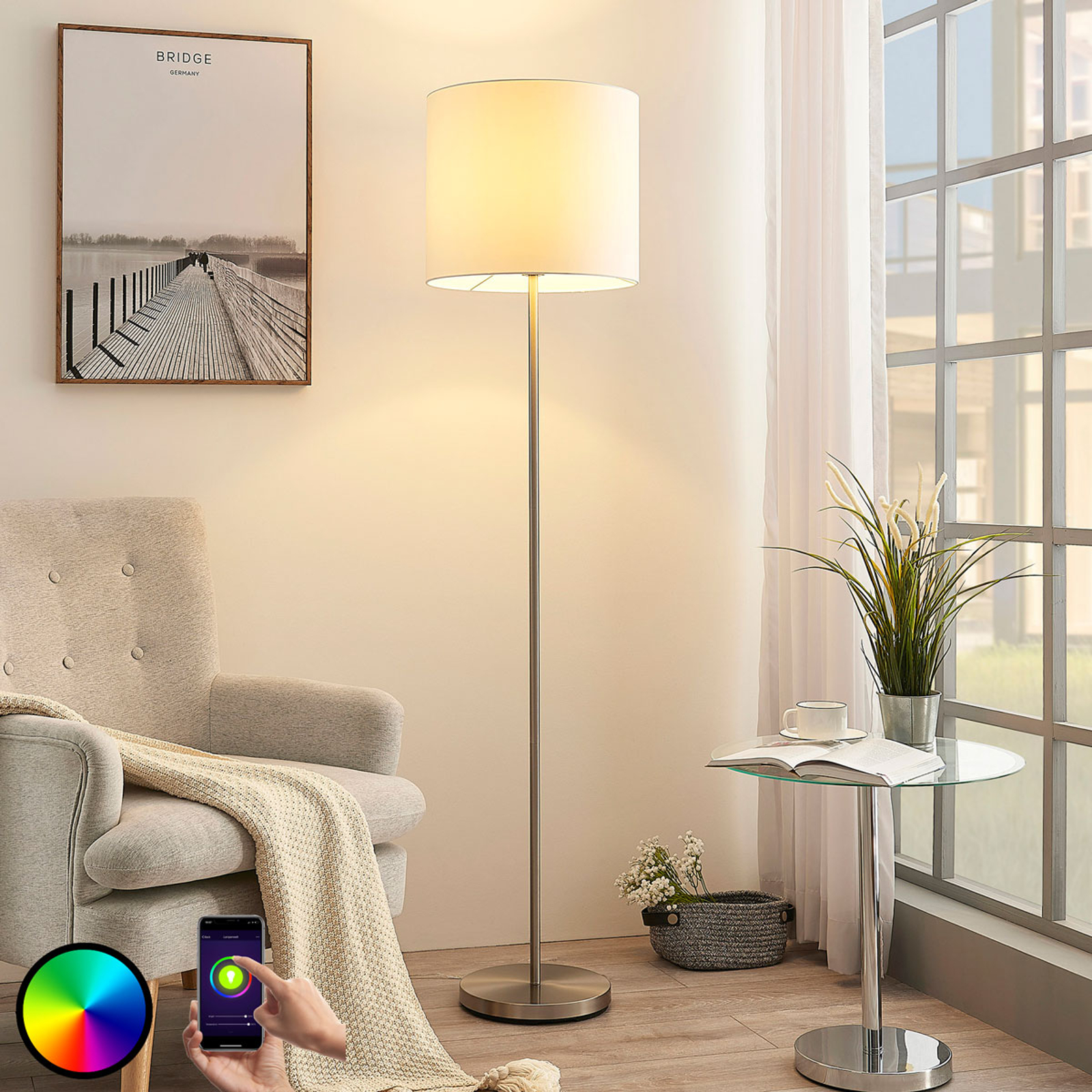 Lindby Smart LED-lattiavalaisin Everly app, RGB