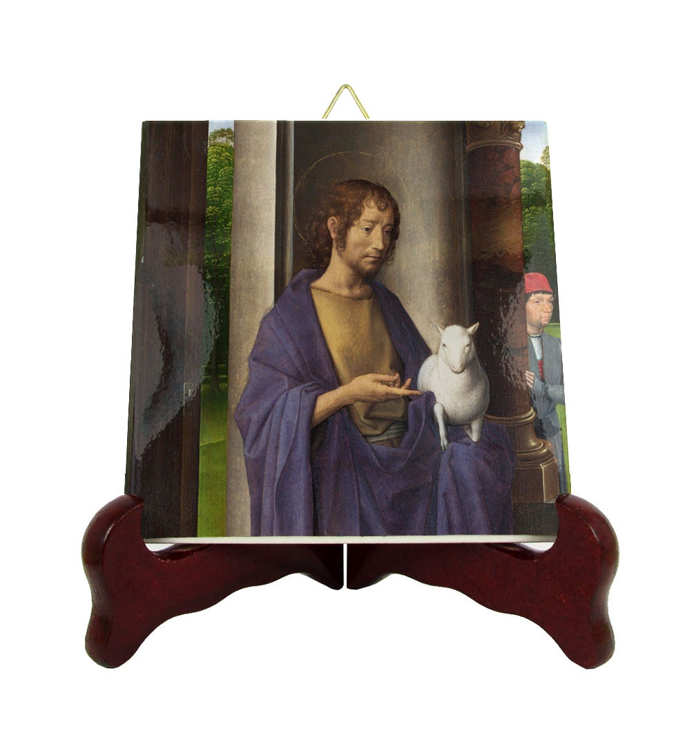 Saint John The Baptist With Lamb Of God - Icon On Tile St Saints Serie Handmade in Italy