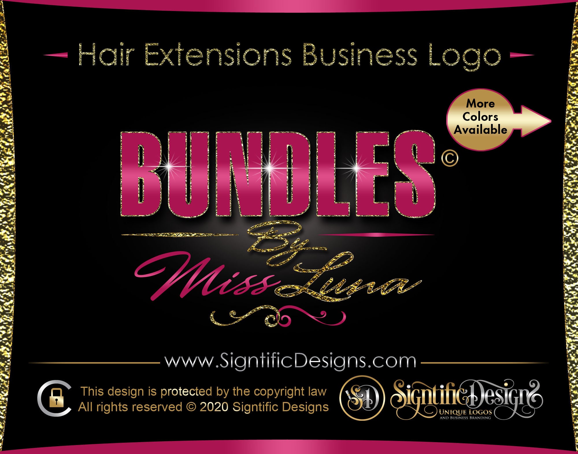 Hair Company Logo, Extension Bundle Glitter Bling Crown Wig Branding