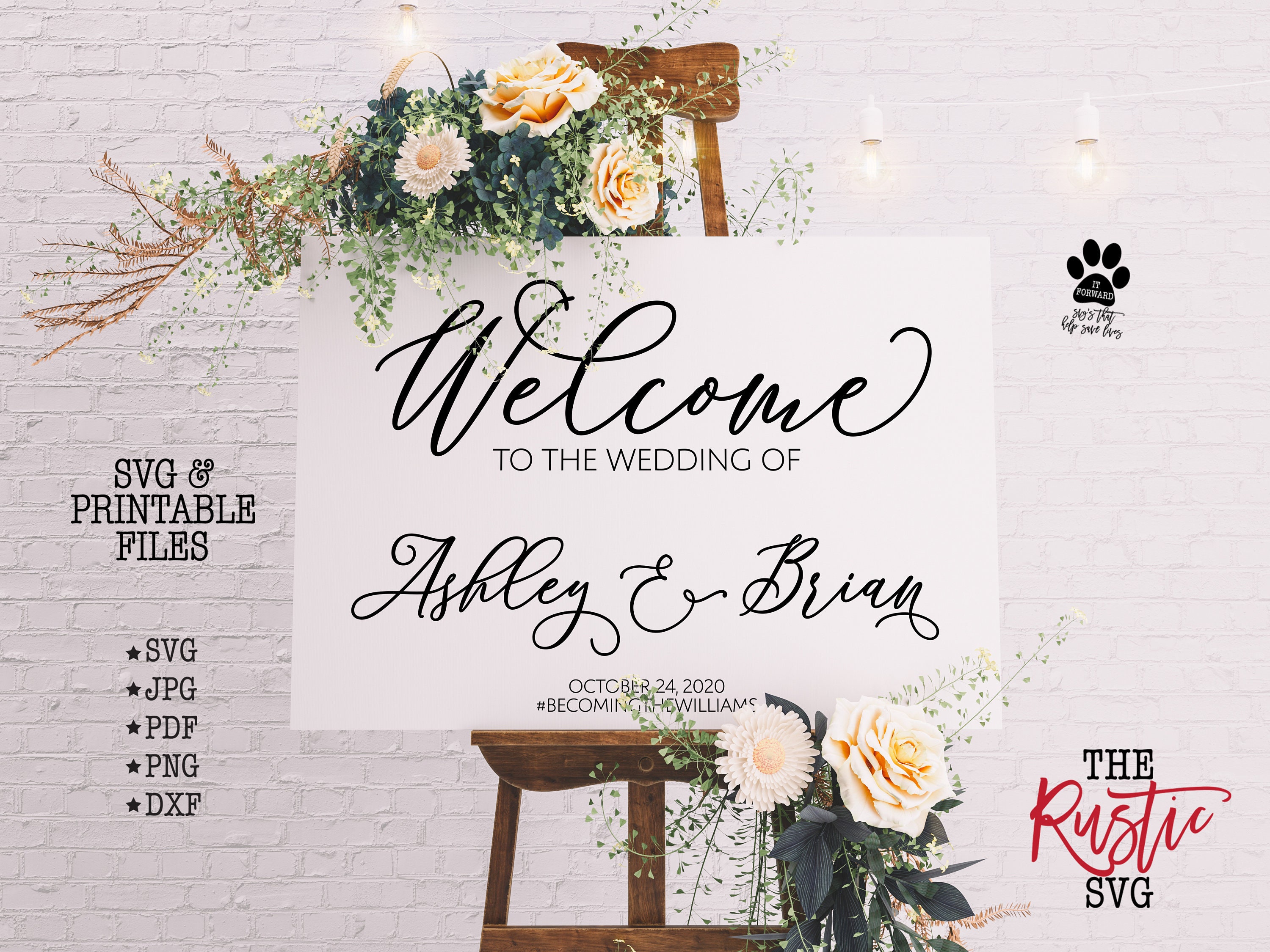 Printable Wedding Welcome Sign, To The Of Hashtag Sign For Wedding, Personalized Svg, Jpg, Pdf, 003