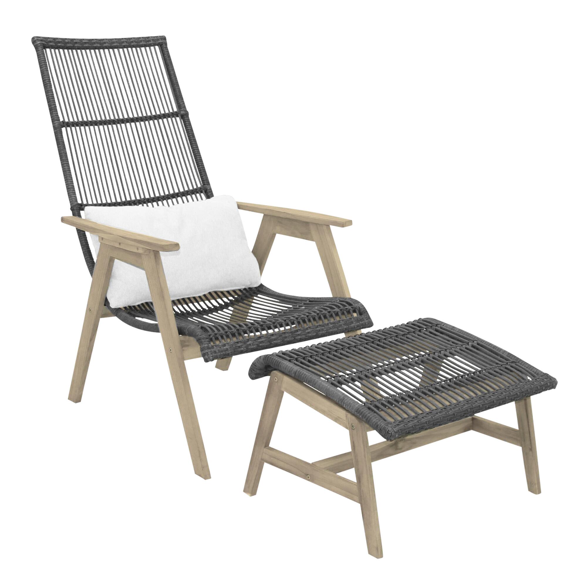 Gray All Weather and Teak Hakui Outdoor Patio Seating Collection by World Market