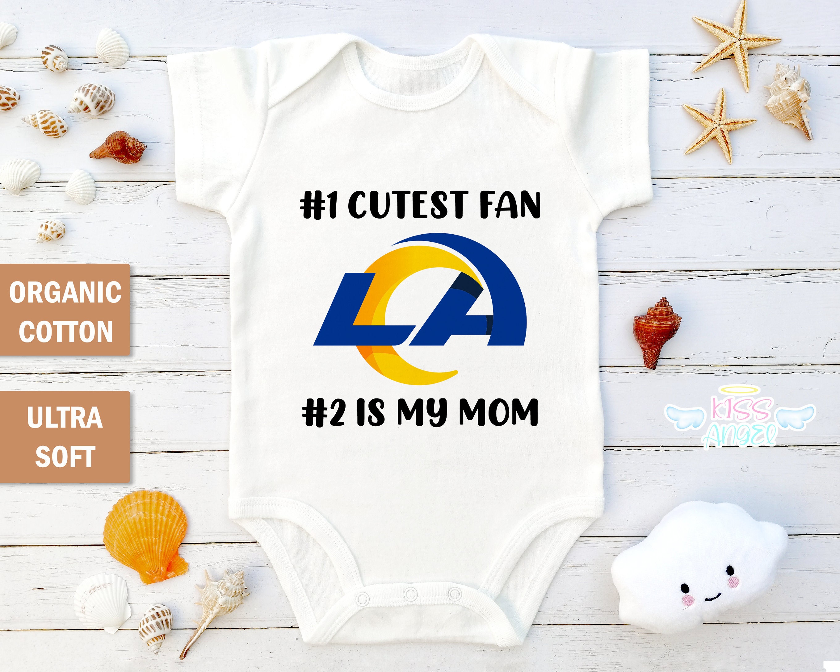 Los Angeles Rams Baby Outfit, Cutest Fan, Bodysuit, Toddler Shirt, Nfl Baby, Organic