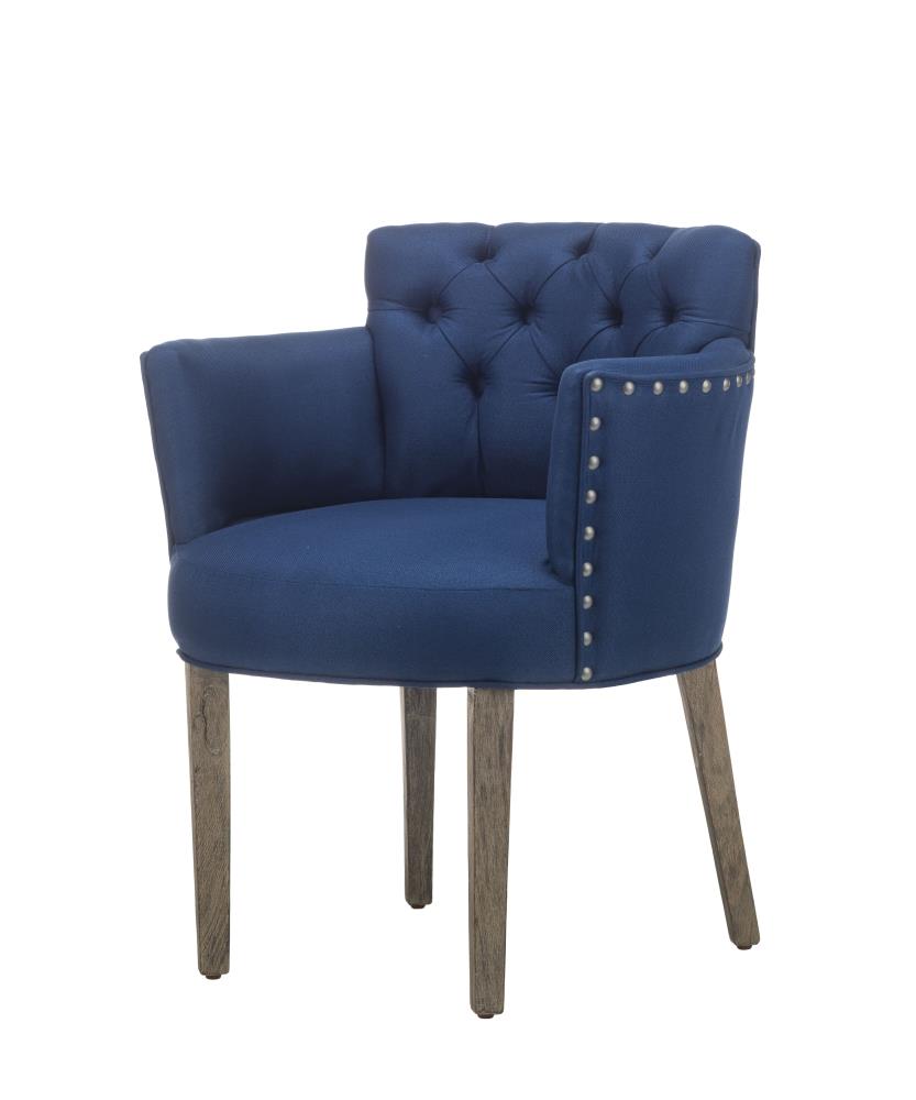 Luxury Living Furniture Christopher Contemporary/Modern Polyester/Polyester Blend Upholstered Dining Side Chair (Wood Frame) in Blue | JL-3118