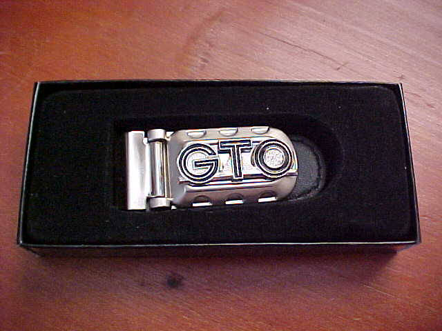 Handsome Classic Pontiac Gto Leather Pewter Chrome Money Clip Gift Boxed Handcrafted in Usa 1960S Tri-Power Muscle Car Ram Air 400 389 Goat