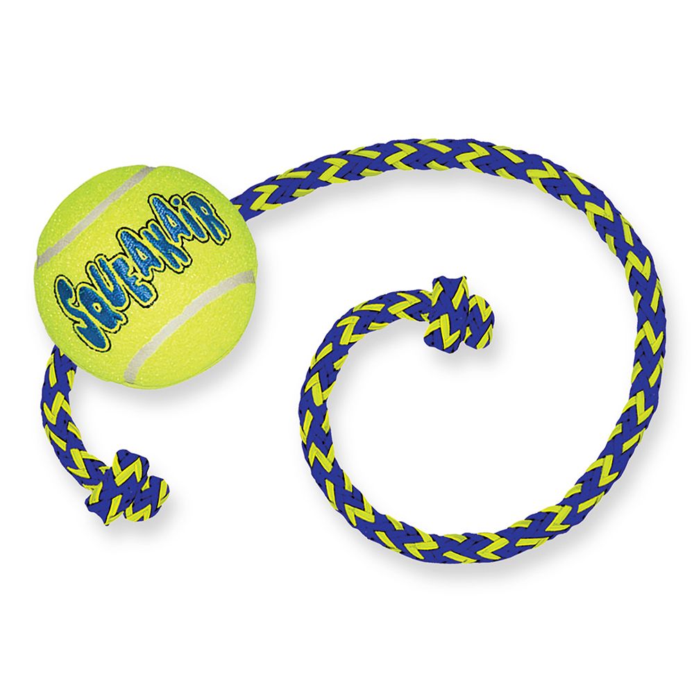 KONG AirDog Squeakair Ball with Rope - Medium/Large