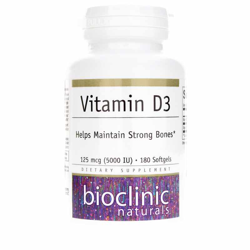 Bioclinic Naturals Vitamin D3 125 Mcg (5000 IU) 180 Softgels