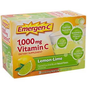 Emergen-C - 1,000 MG Vitamin C with B Vitamins & Electrolytes - Lemon Lime (30 Single Serving Packets)