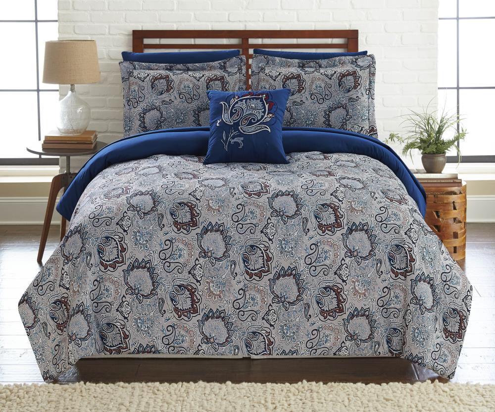 Amrapur Overseas Printed reversible complete bed set Multi Multi Reversible Queen Comforter (Blend with Polyester Fill) | 4BDSTPRTG-CRC-QN