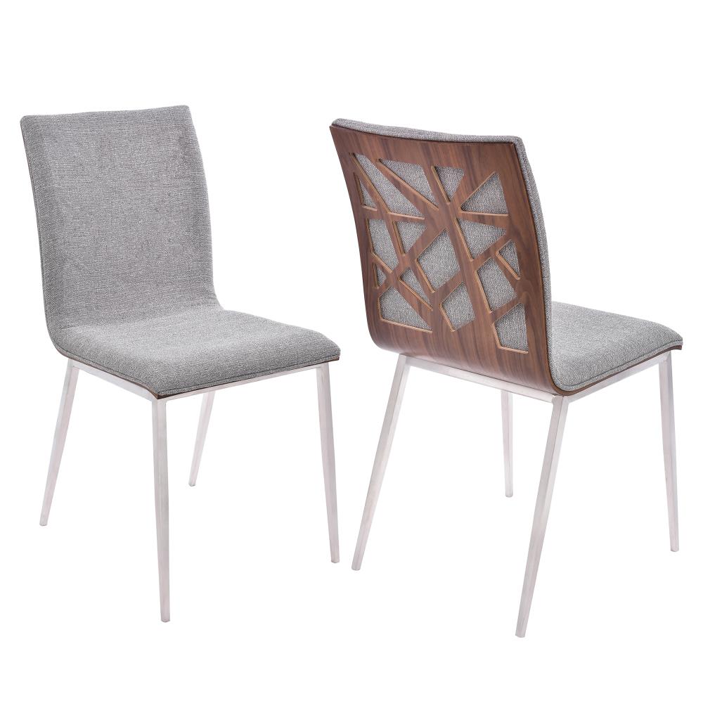 Armen Living Crystal Contemporary/Modern Polyester/Polyester Blend Upholstered Dining Side Chair (Metal Frame) Stainless Steel in Gray | LCCRCHGRF