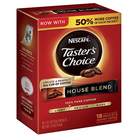 Nescafe Taster's Choice Instant Coffee Single Serve Packets House Blend, 16 - 0.11 oz x 16 pack