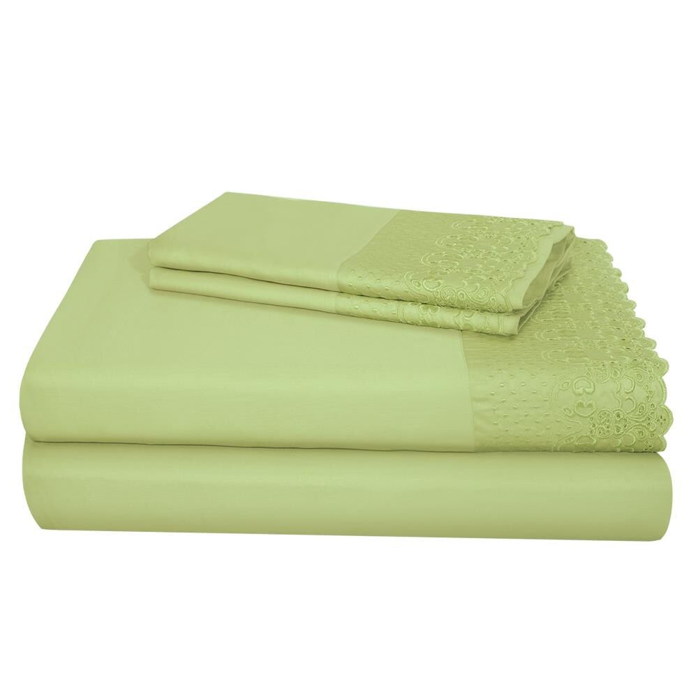 Grace Home Fashions RENAURAA Smart Queen Cotton Blend Bed Sheet in Gray | 1400CVC_ER-LC QN SA