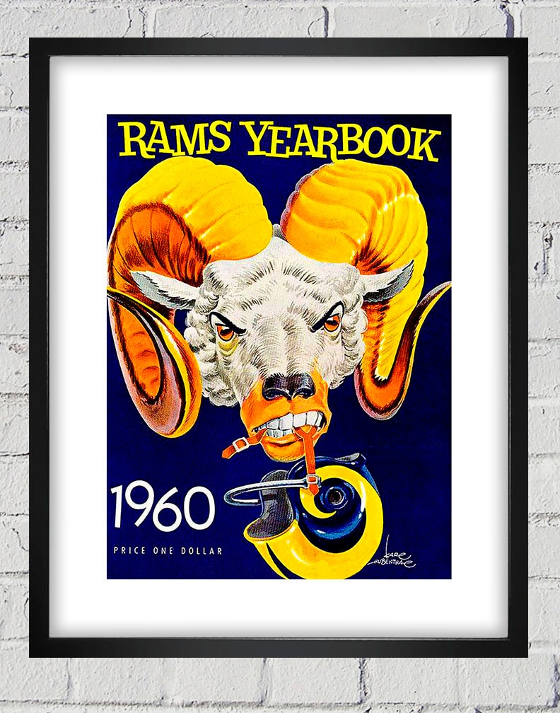 1960 Vintage Los Angeles Rams Yearbook - Digital Reproduction Print Or Matted Framed