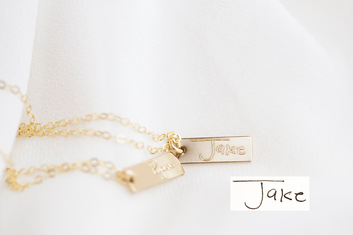 Personalized Handwriting Mini Bar Necklace/Drop With Actual Handwriting - Custom Name Plate Necklace, Mom Necklace
