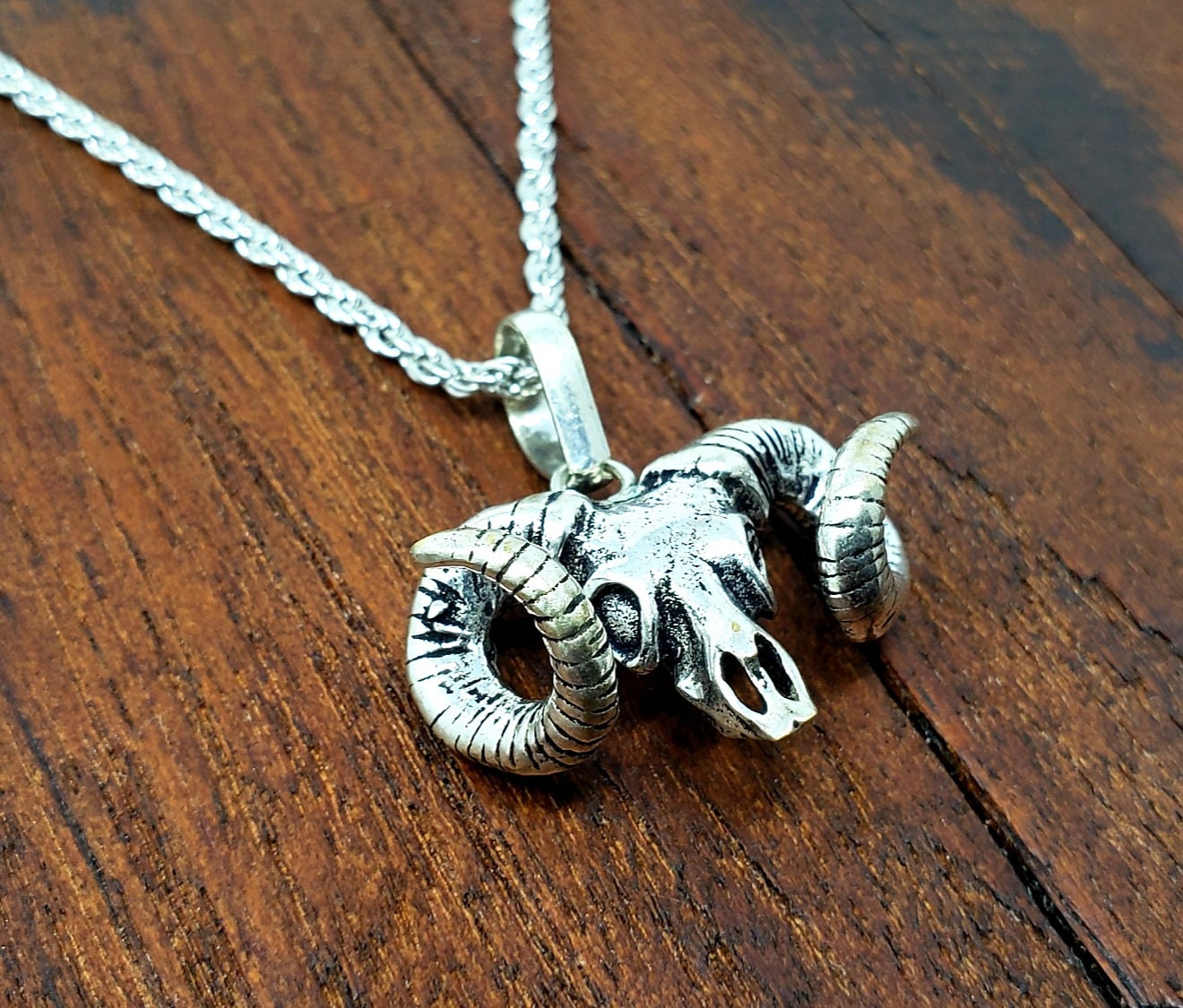 Silver Ram Pendant Necklace