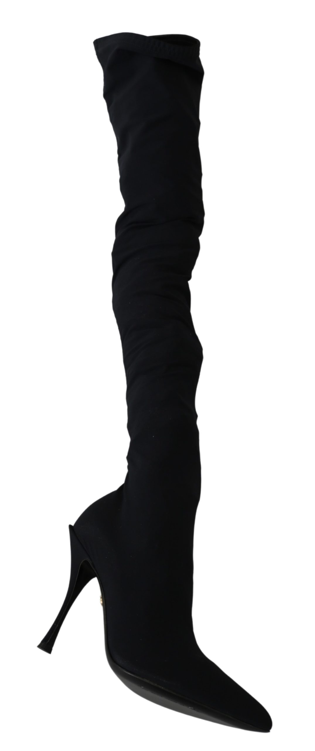 Black Jersey Stretch Knee High Boots Shoes - EU39/US8.5