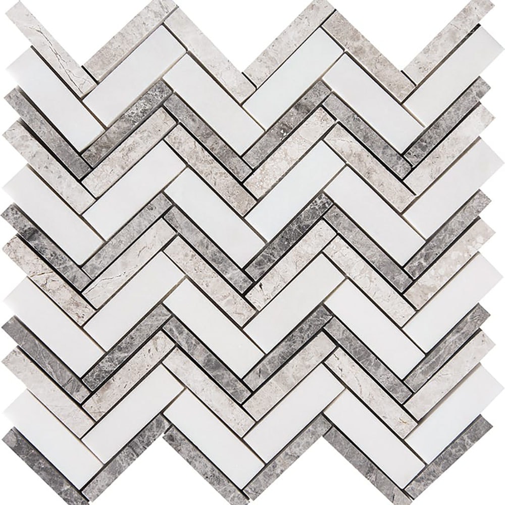 Marble Systems Granada Blend Mosaic 6-Pack Granada Blend 13-in x 13-in Polished Natural Stone Marble Herringbone Patterned Floor and Wall Tile