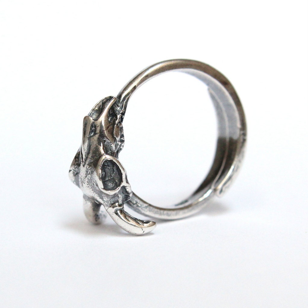 Little Silver Ram Skull Ring