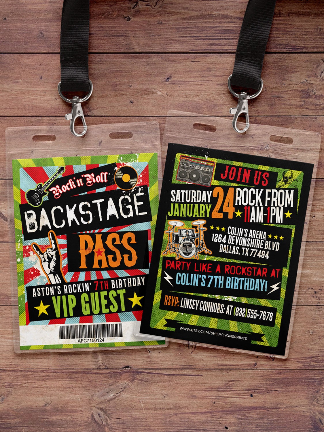 Vip Pass Invite Design, Rock Star, Backstage Pass, Vip Invitation, Birthday, Pop Rock Star Guitar Invite, Music Theme