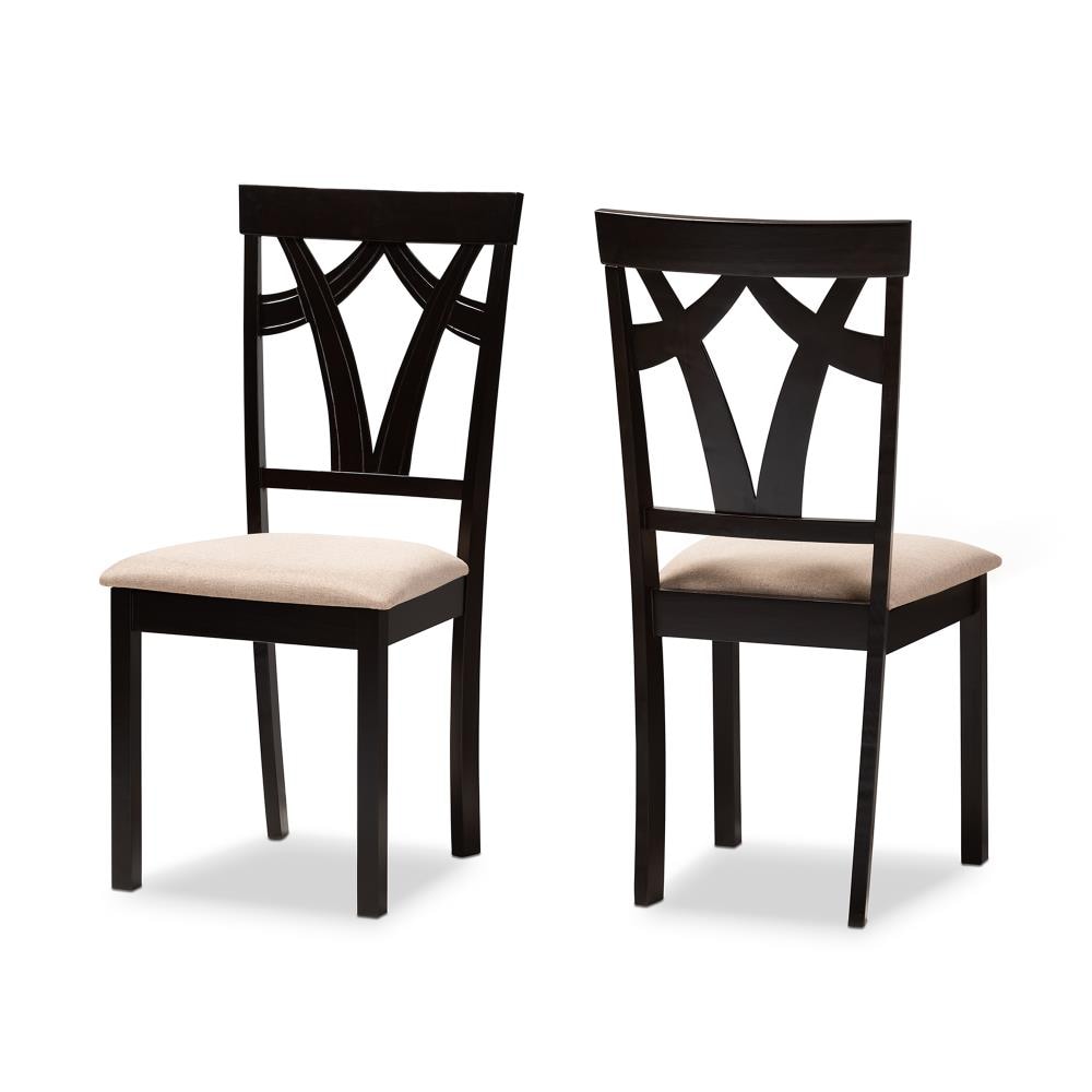 Baxton Studio Set of 2 Sylvia Contemporary/Modern Polyester/Polyester Blend Upholstered Dining Side Chair (Composite Frame) in Brown | 149-2PC-8961-LW