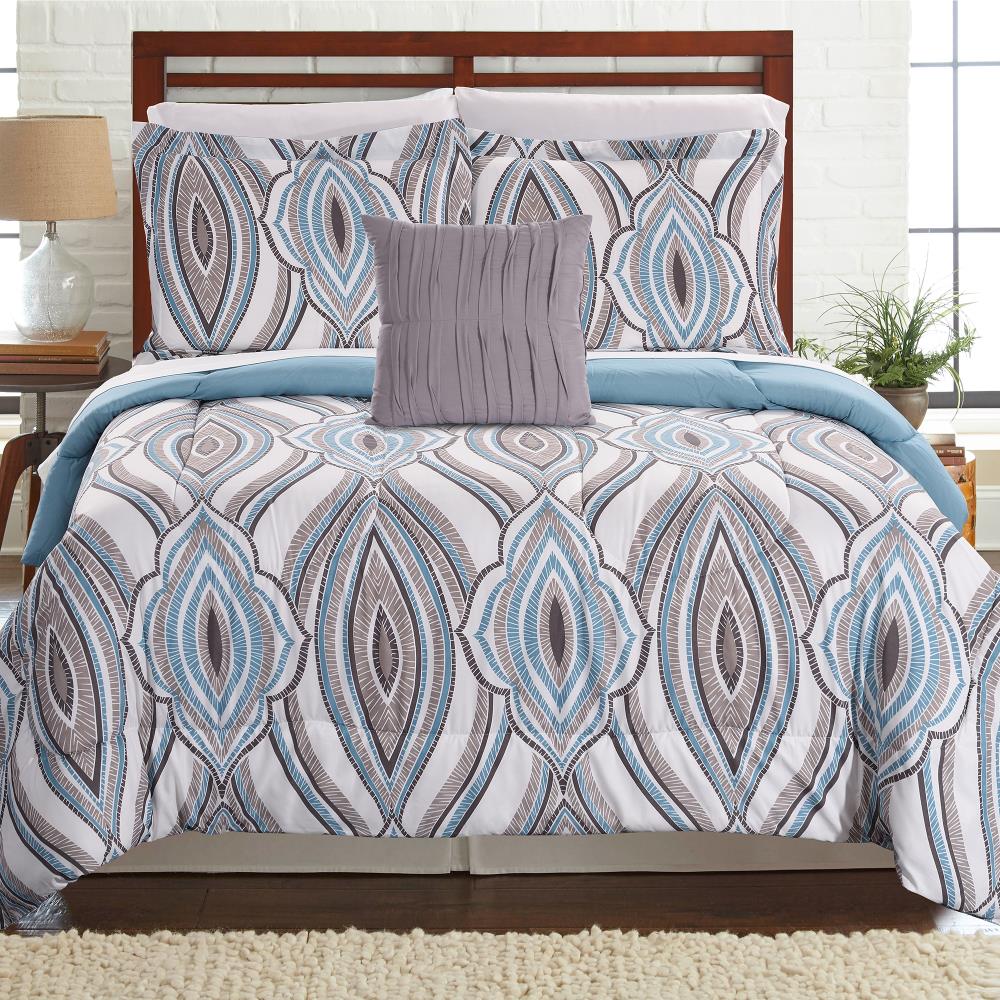 Amrapur Overseas Reversible complete bed set Multi Multi Reversible King Comforter (Blend with Polyester Fill) | 4BDSTPRTG-TRI-KG