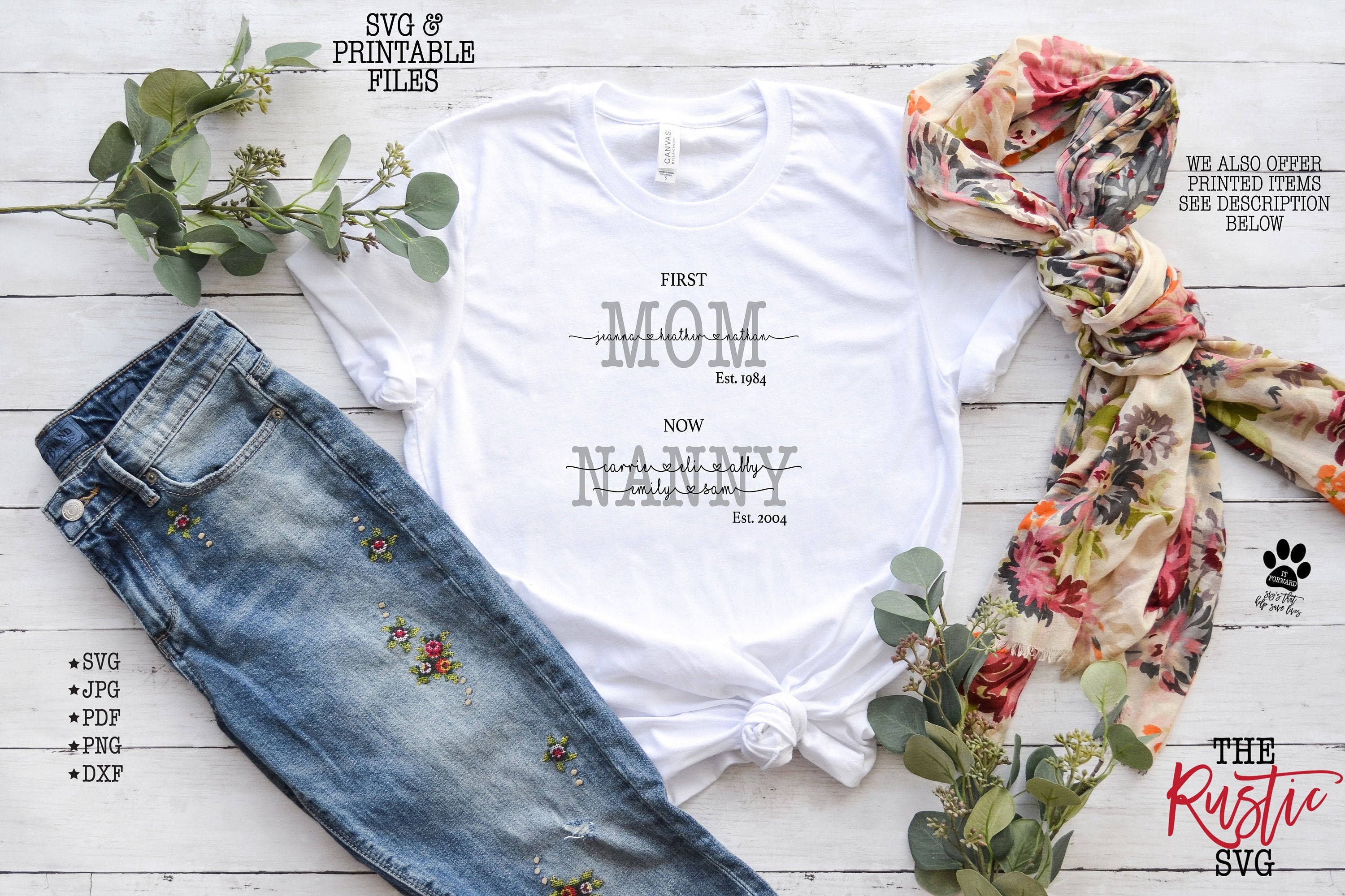 First Mom Now Nanny, Nanny Shirt With Kids Names, Names Sign, Svg, Mother's Day Gift, Svg Files, Svg, Cricut, Silhouette, 014