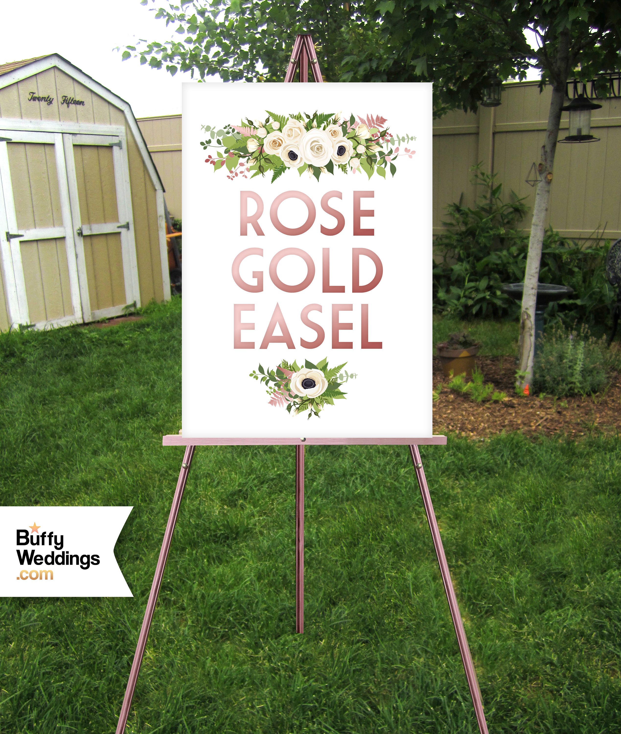 Rose Gold Wood Easel . 5Ft Floor Wedding Display Large Lightweight Only Sign Foam Board Or Canvas Up To 30 X 40In Custom Hand Painted
