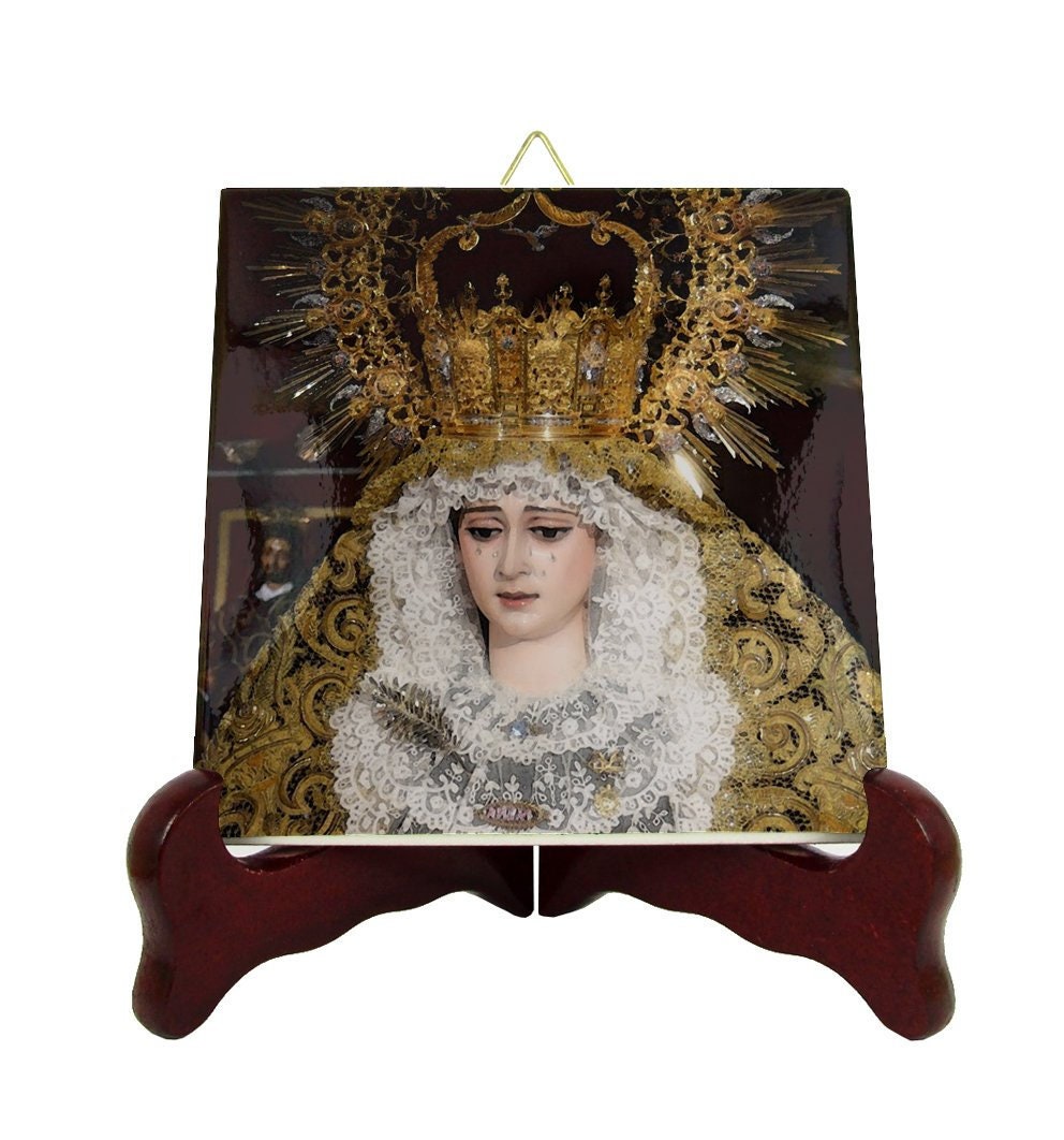 Catholic Gifts - Our Lady Of The Palm Seville Religious Icon On Ceramic Tile Virgin Mary Plaque Pray Catholicism
