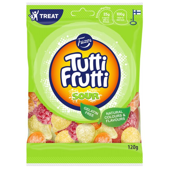 Karkkipussi "Tutti Frutti Sour" 120g - 20% alennus