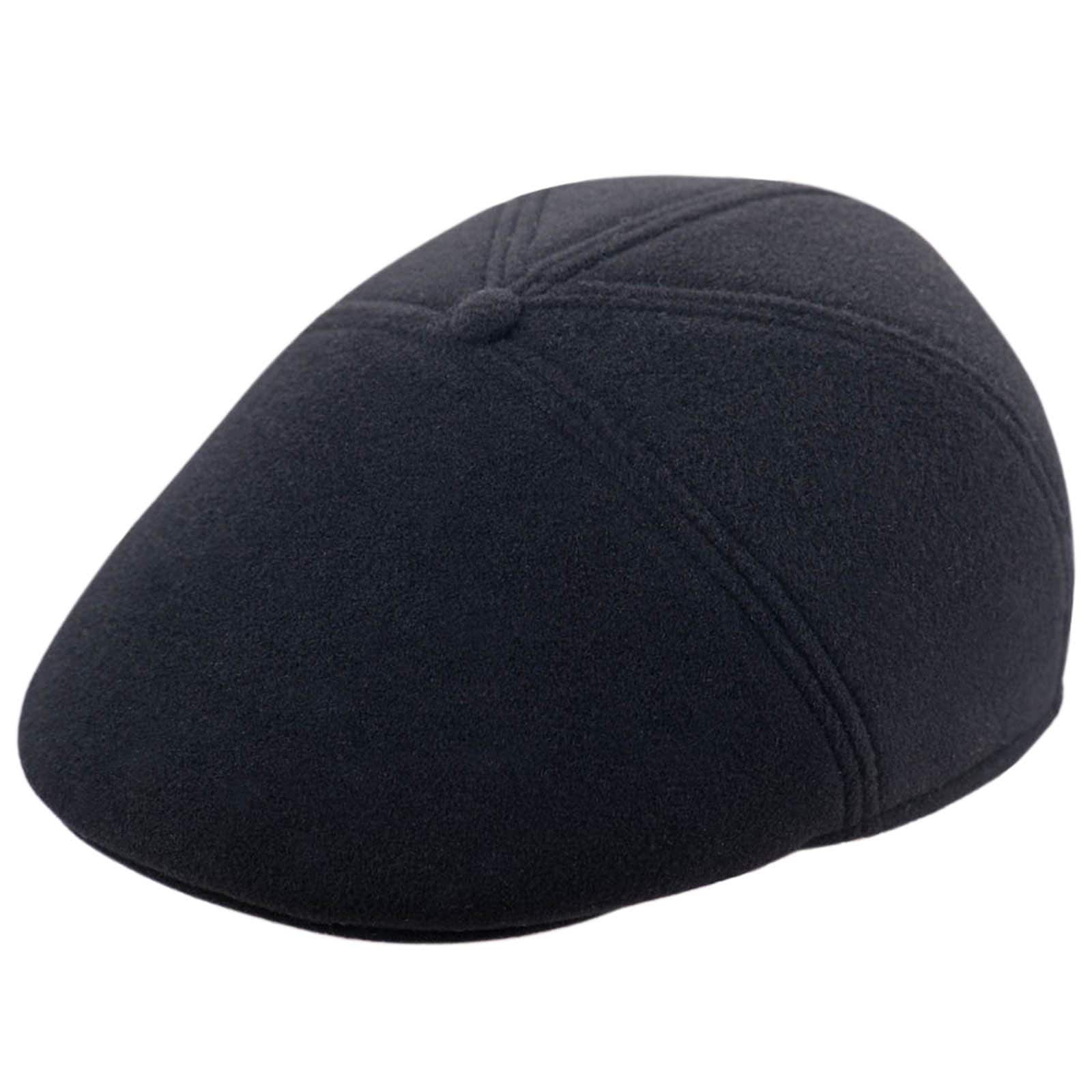 Reform Wool Blend Classic Elegant Mens English Flat Cap 10% Cashmere & Quilted Lining Dai Jeff Derby Paddy Duffer Cheese-Cutter Hat Black