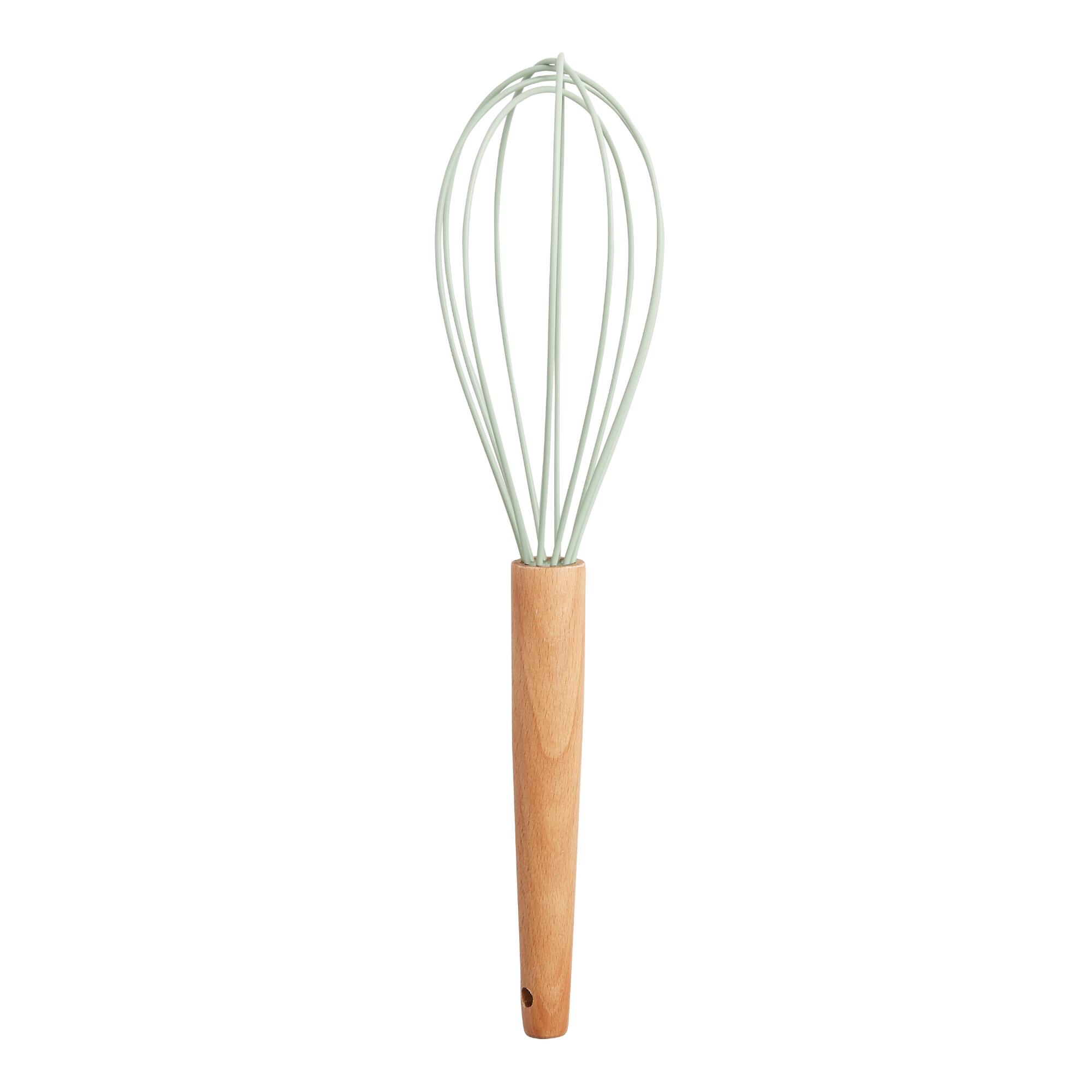 Sage Green Silicone Whisk With Wood Handle Set of 2 by World Market