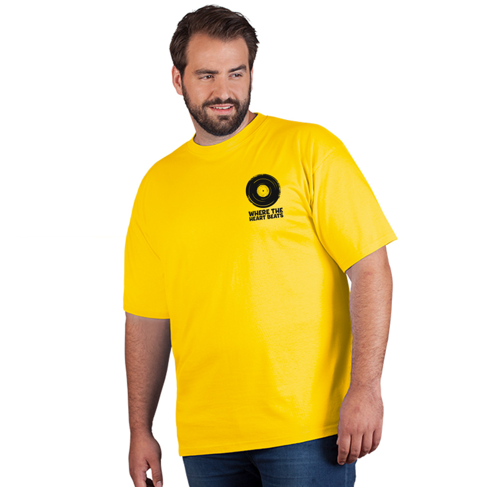 Print "promodoro heart beats" Premium T-Shirt Plus Size Herren, Gelb, 4XL
