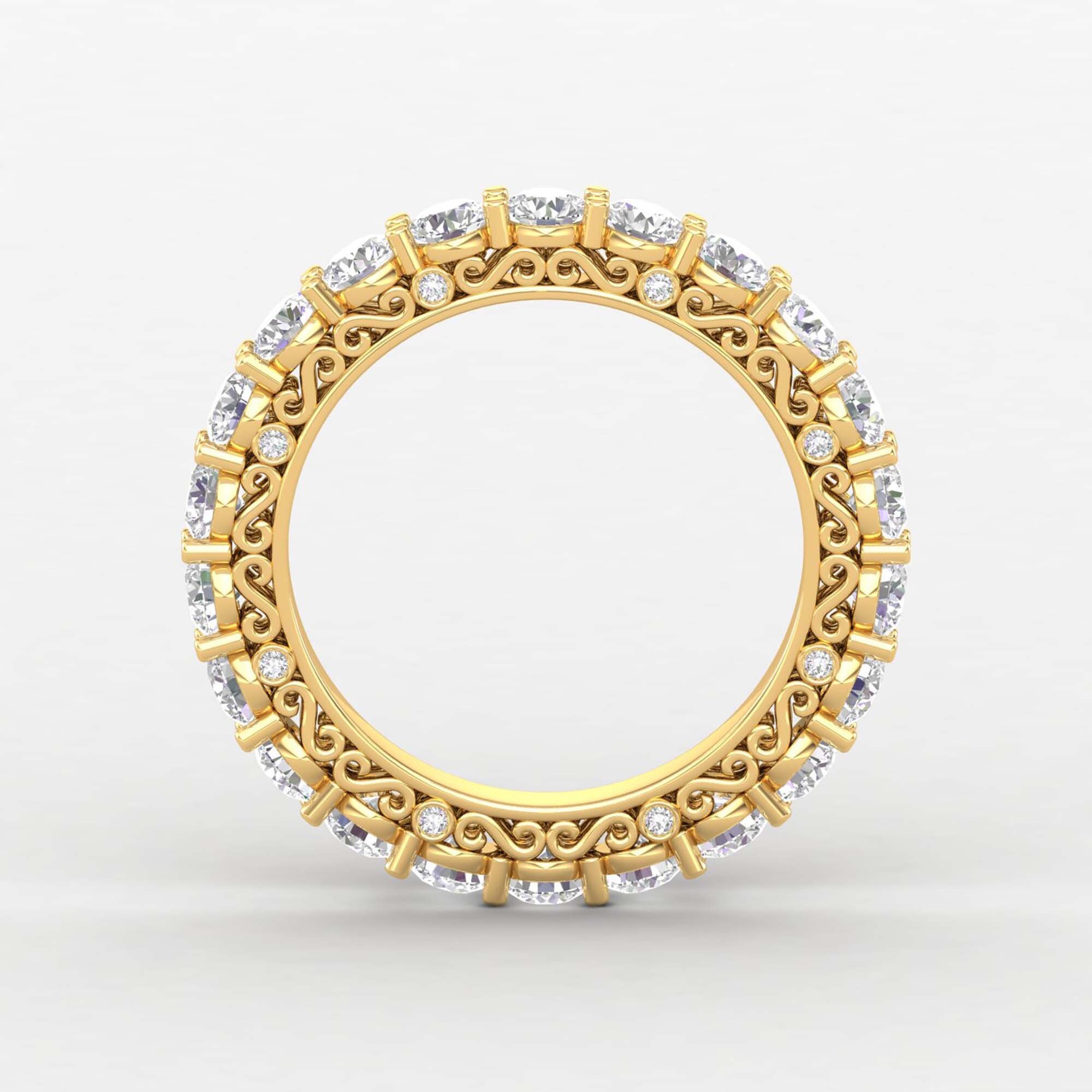 Full Eternity Diamond Ring, Art Deco Band, Solid Gold Genuine Rings For Women