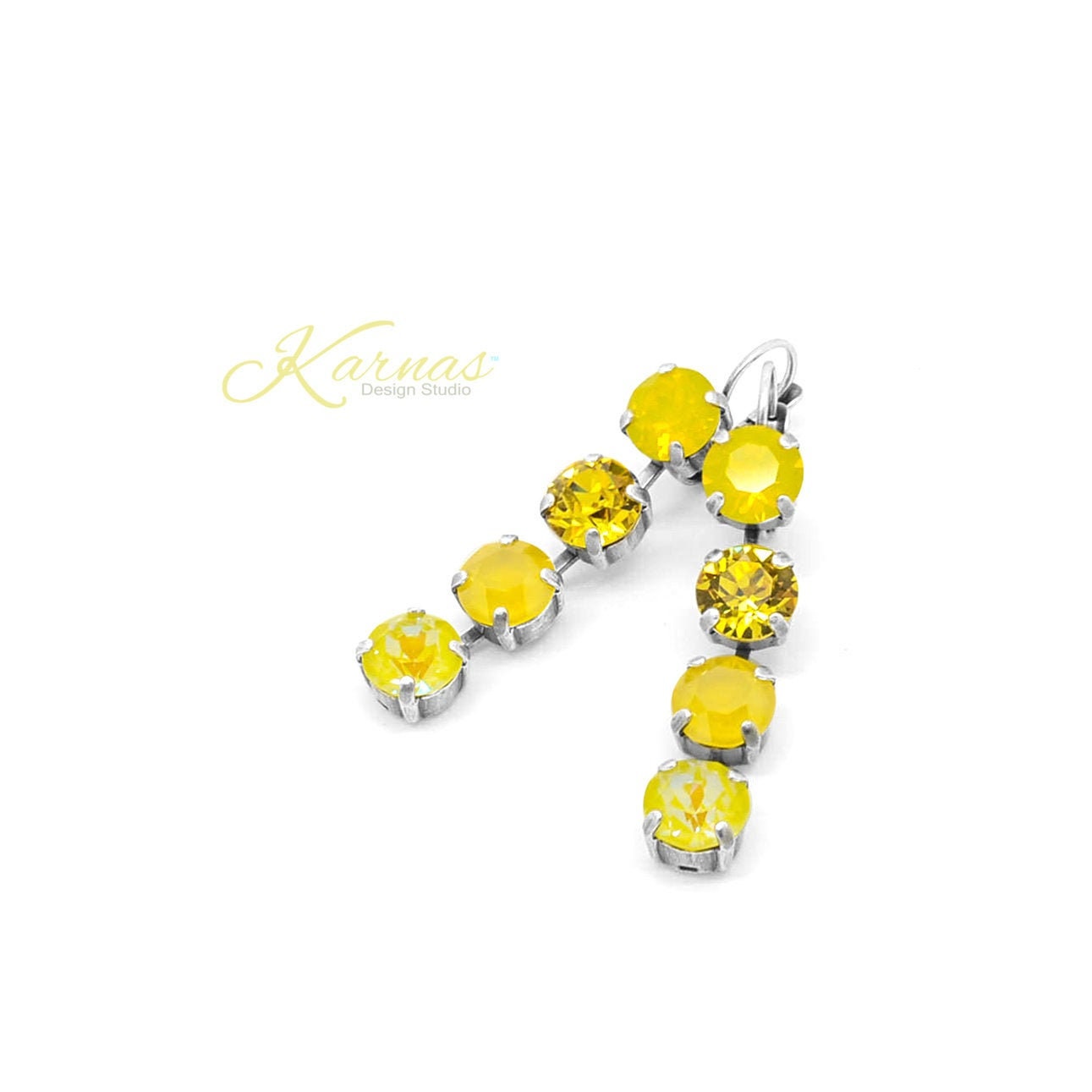I'm Smiling 4-Stone 8mm Drop Leverback Earrings K.d.s. Premium Crystal Choose Your Finish Karnas Design Studio Free Shipping