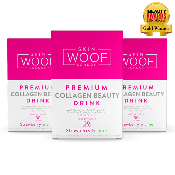 SKIN WOOF COLLAGEN BEAUTY DRINK 90 SACHETS (STRAWBERRY & LIME)