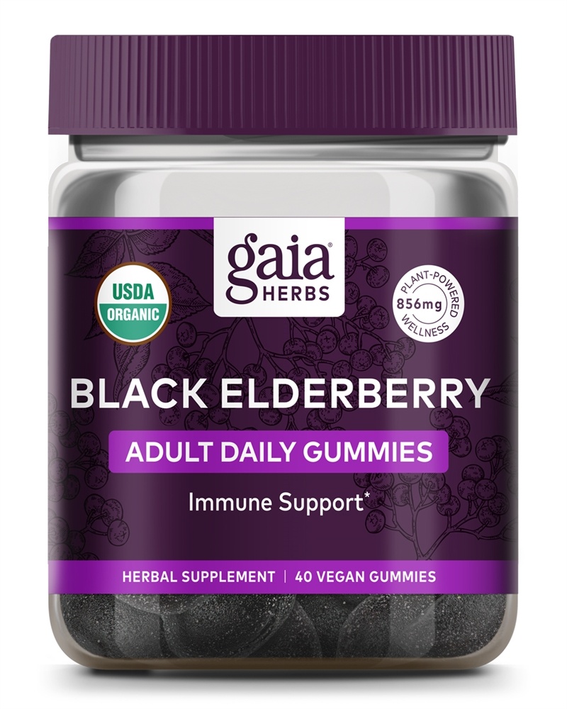Gaia Herbs - Black Elderberry Adult Daily Immune Support - 40 Vegan Gummies
