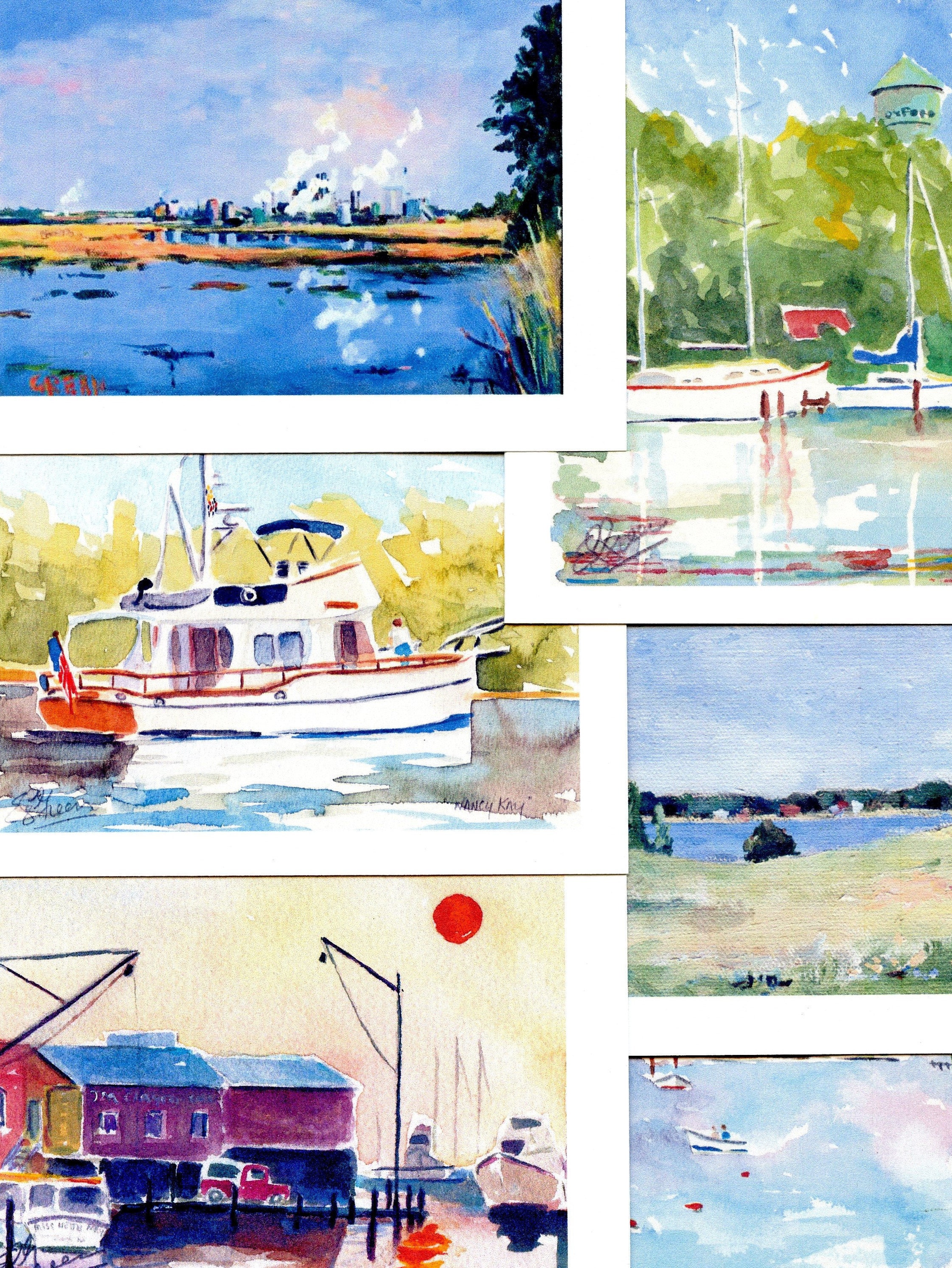 Chesapeake Bay Note Cards With Envelopes & Gicle Prints | Series 1. 6 Different 11x14 Matted Prints