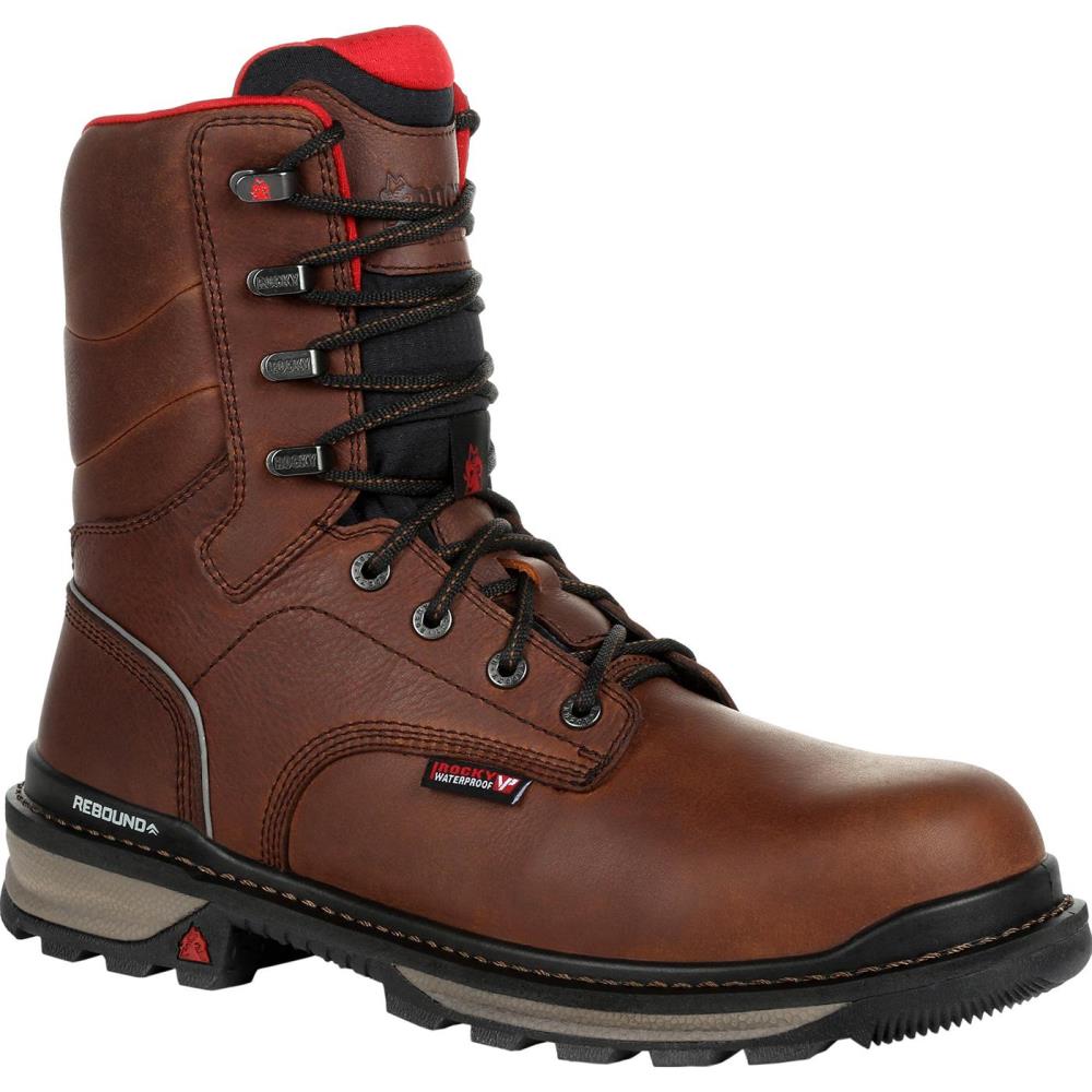 Rocky Size: 10 Wide Mens Dark Brown Waterproof Work Boots Rubber | RKK0297 W 100