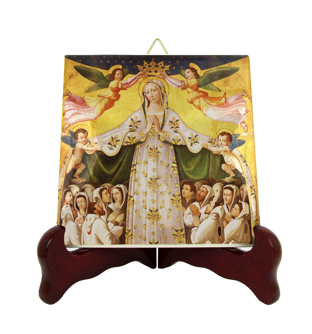 Religious Art - Madonna Della Misericordia Icon On Ceramic Tile Our Lady Of Mercy Catholic Gifts Religious Icons