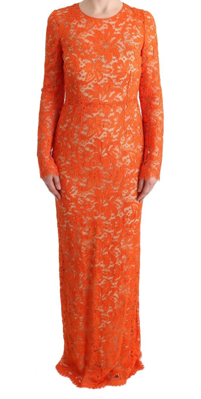 Dolce & Gabbana Women's Floral Ricamo Sheath Dress Orange SIG60563 - IT42|M