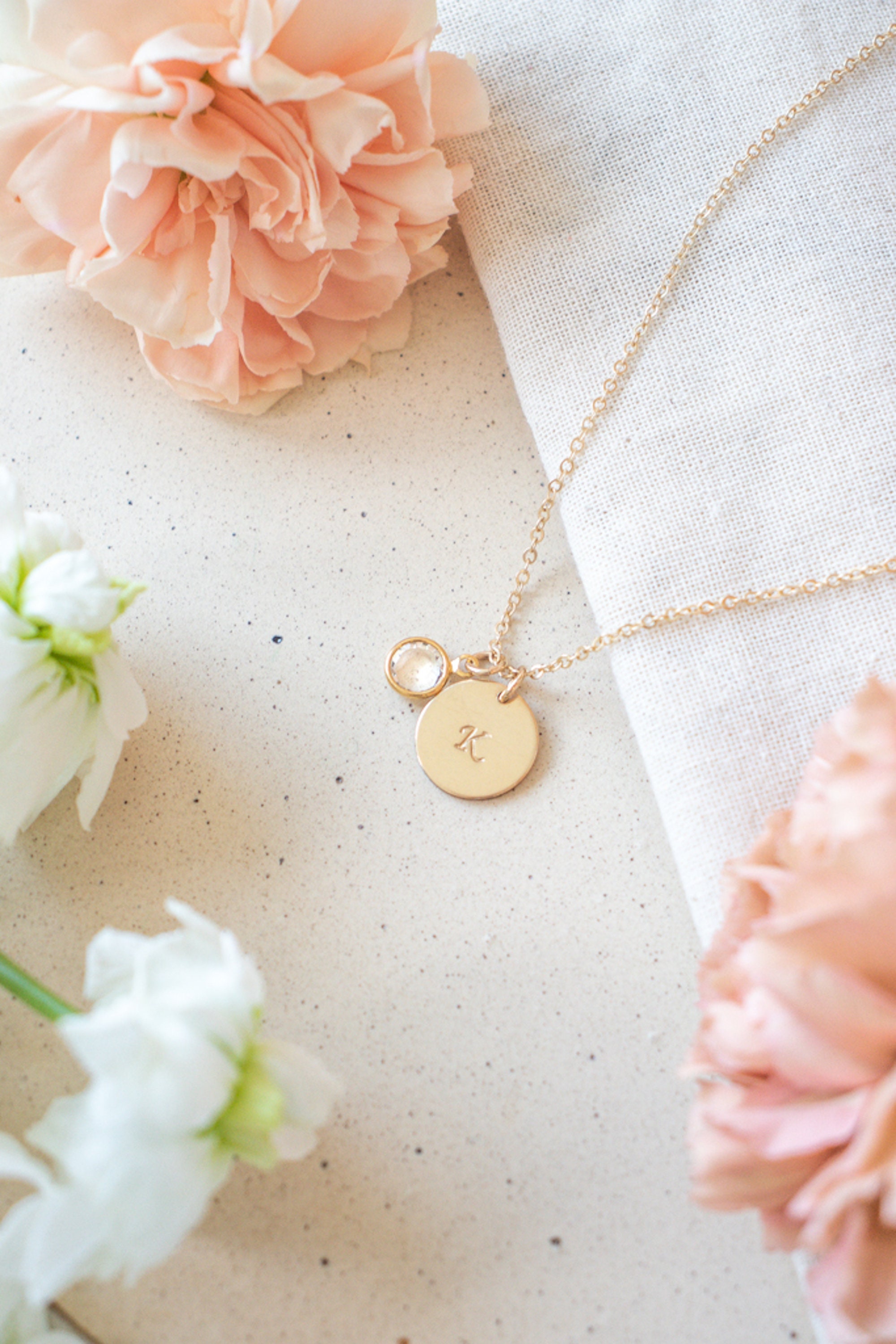 Initial & Birthstone Necklace | Personalized Letter Gift For Mom Monogram Family Her