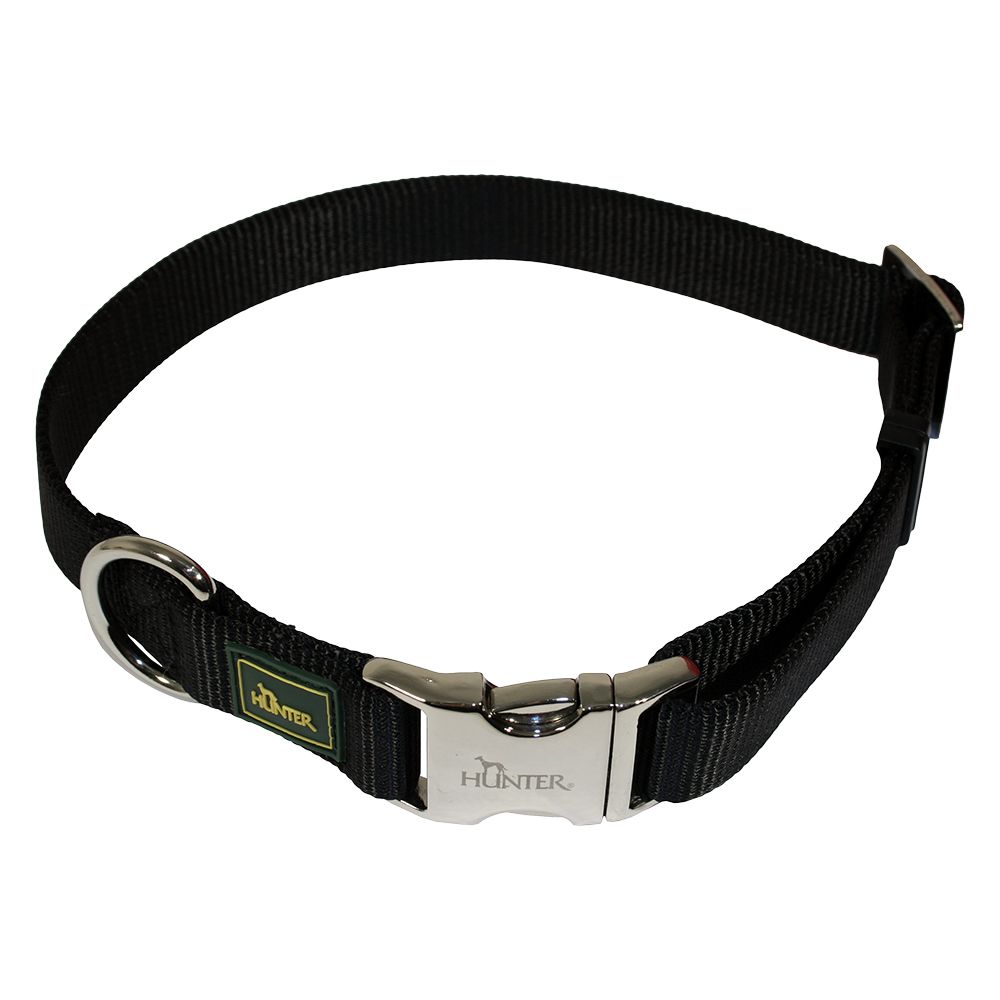 HUNTER Vario Basic Alu-Strong Dog Collar - Black - Size L: 45-65cm neck circumference