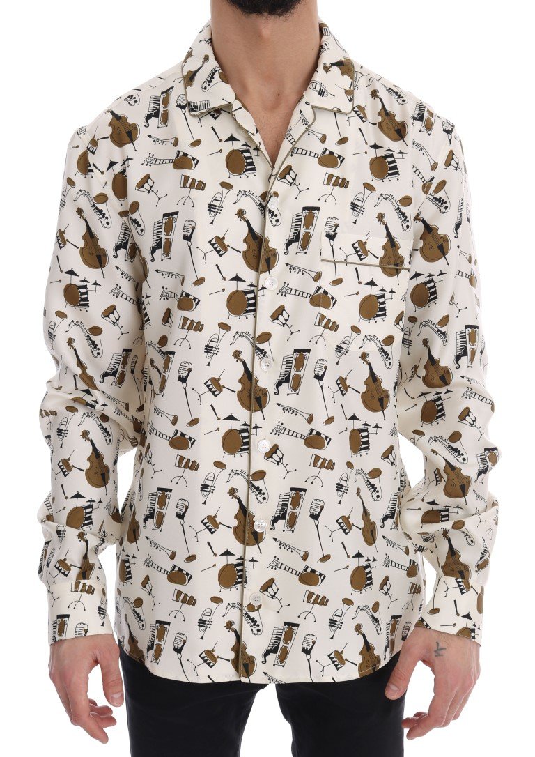 Dolce & Gabbana Men's JAZZ Motive Print Shirt Multicolor TSH1815 - 40