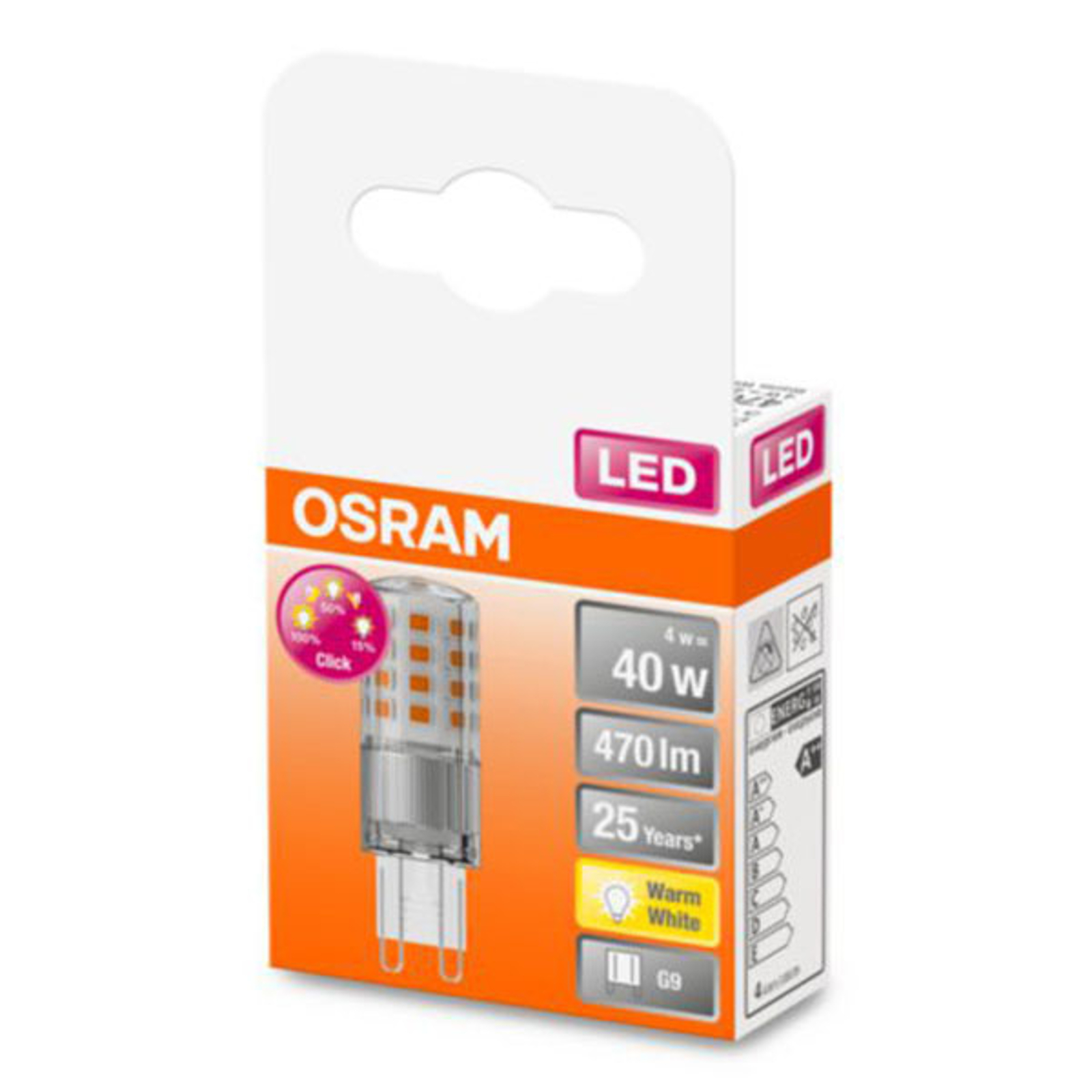 OSRAM-LED-lamppu G9 4W 2 700 K, kirkas, 3-Step-dim