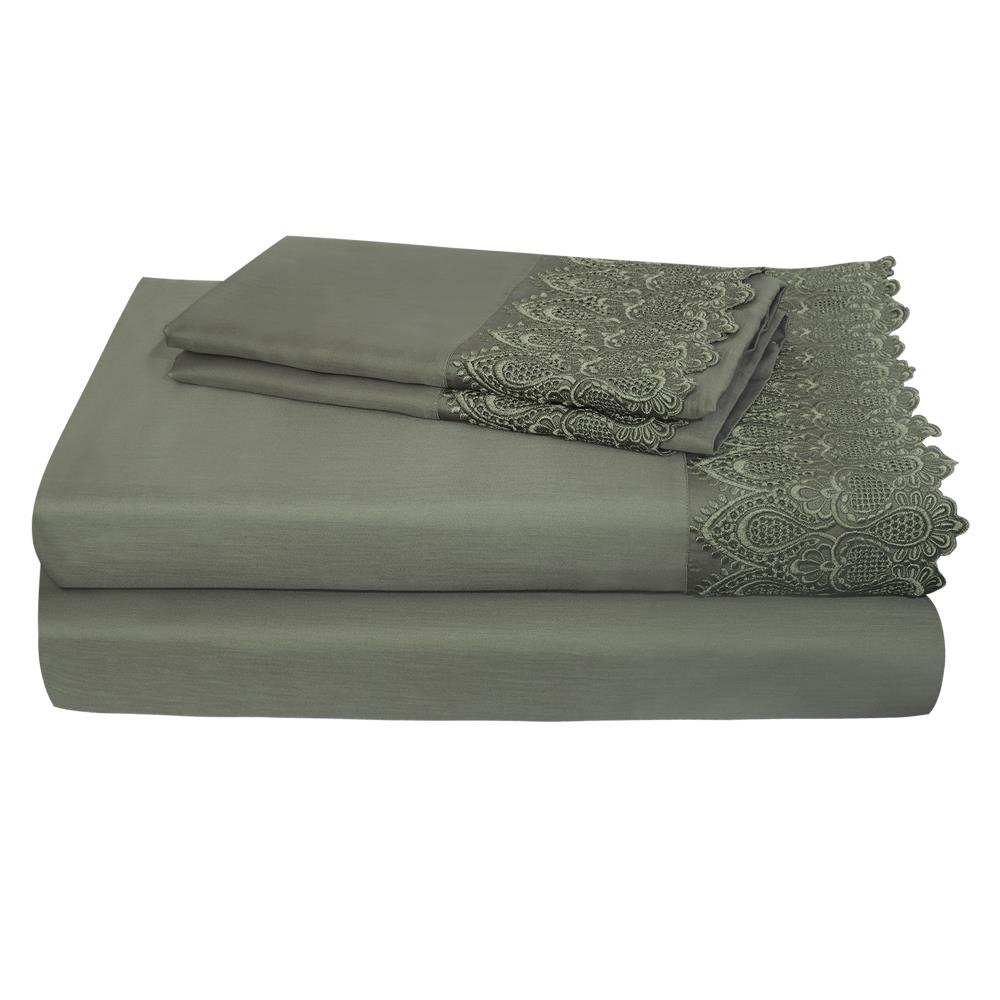 Grace Home Fashions RENAURAA Smart King Cotton Blend Bed Sheet in Gray | 1400CVC_CL-LC KPC CH