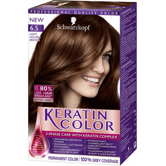 Hiusväri, "Keratin Color 6.5 Light Golden Brown" - 37% alennus